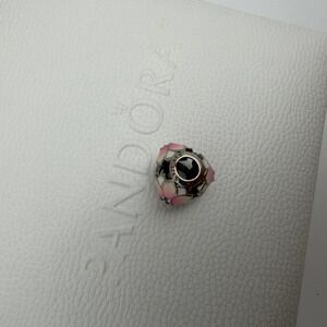 Pandora Magnolia Bloom  Charm - Pink Enamel & CZ Sterling Silver S925 - NWT